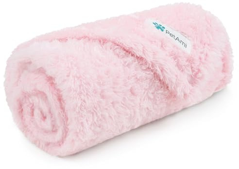PetAmi Dog Blanket for Small Dogs Pink, Fluffy Soft Puppy Blanket, Sherpa Fleece Cat Blanket for Kitten Doggie, Calming Pet Blanket Throw for Couch Sofa Bed Washable, Small 24x32