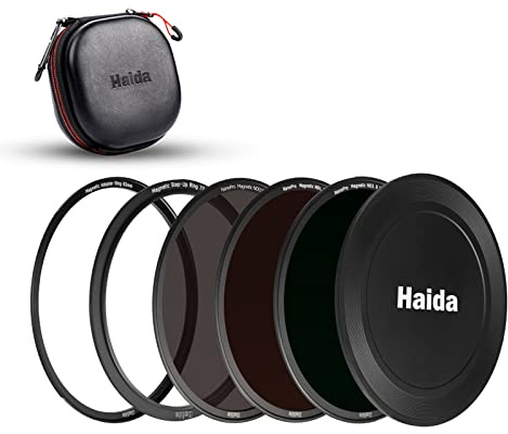 Haida Filter-Set mit Filter, neutral, magnetisch, ND8, ND64, ND1000, mit Adapter für Ring oben 77 – 82 mm und Adapterring 82 mm