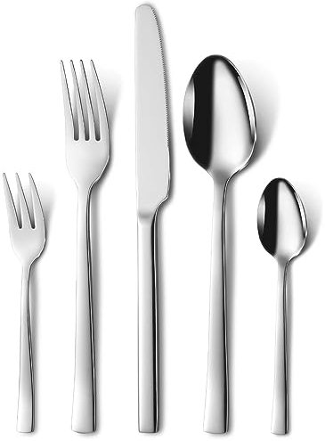 Besteck Set 6 personen, Hunnycook 30-teilig Edelstahl Essbesteck mit Gabel Löffel Messer, Besteckset für Haus/Küche/Restaurant/Outdoor, Hochglanzpoliert, Spülmaschinenfest