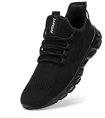 Linenghs Herren Schuhe Laufschuhe Turnschuhe Sportschuhe Sneaker Running Tennis Freizeit Straßenlaufschuhe Leichtgewichts Atmungsaktiv Walking Outdoor Fitness Jogging Schwarz 42 EU