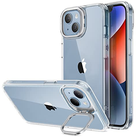 ESR für iPhone 14 Plus Hülle, Classic Ständer handyhülle, klare Hülle mit Ständer, Militärnorm Schutz Case, integrierter Kamera Ringständer, Kratzfeste Acryl-Rückseite, Klar