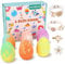 Bath Bombs for Kids, Panspace 6 Pack Dino Egg Kids Bath Bombs with Surprise Inside, Bath Bomb Gift Set with 2 Silicone Bracelets and 6 DIY Jewels Shoe Charms for Birthday Christmas