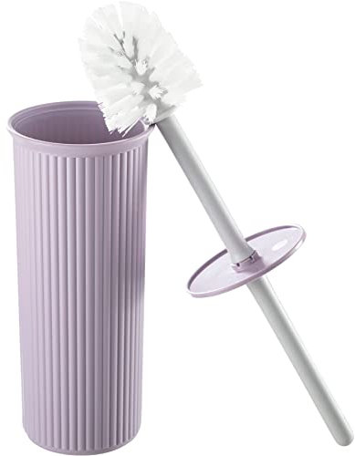 Superio Ribbed Collection - Decorative Plastic Toilet Bowl Brush and Holder Set, Lilac Purple (1 Pack) Cleaner Scrubber for Bathroom