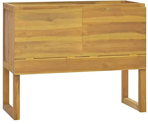 JUNZAI Badschrank, Bad Kommode, Badezimmer Möbel, Badzimmer Schrank, Aufbewahrungsschrank, Bad Schrank, 90x45x75 cm Massivholz Teak