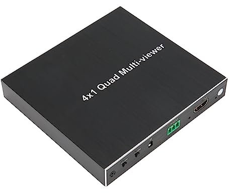 HDMI Multi Switcher 4X1, HDMI Quad Multi Viewer 4 in 1 Out 1080P 60Hz HDMI Switcher mit RS232-Steuerung (EU-Stecker)