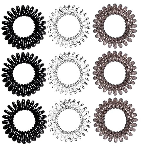 Tadipri Telefonkabel Haargummi Elastisch Haarband,9 Stück 3 Farben Spirale Telefonkabel Groß Anti Spliss Zopfgummi Fitness Haarband Haargummi Spiral Klein Für Mädchenn Und Dame
