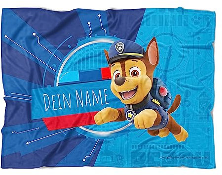 PICANOVA PAW Patrol Bedetuch mit Name Chase 200x150cm – Hochwertiges Bedrucktes Handtuch – Blickfang-Strandtuch Aus Hautfreundlichem Frottee – Badetuch mit Text Individuell Bedruckt