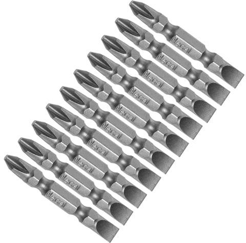 CoCud Phillips-Slotted Double Ended Screwdriver Bit, 50mm Long PH2/SL6 1/4 Inch Hex Shank, S2 Magnetic - (Applications: for Power Tool), 10-Pieces