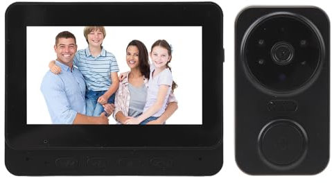 Sxhlseller Campanello Video Remoto Wireless 1080P, Campanello Citofono Visivo WiFi 2,4 GHz con Obiettivo Grandangolare, Voce Bidirezionale, Telecamera per Campanello Intelligente con