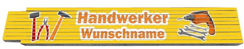 2m Zollstock - Handwerker - mit Wunschname - Text - Spruch - individuell personalisiert - Glieder-Maßstab - Meterstab bedruckt - für Männer Opa Papa Vatertag Wunschtext Weihnachten Baustelle