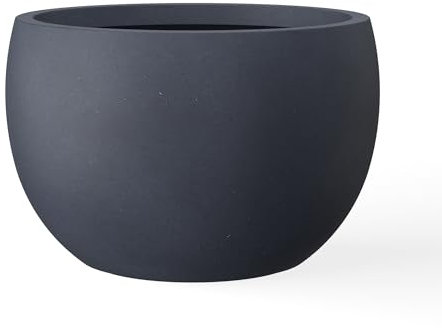 Kante Pot de Fleurs Rond en béton pour extérieur/intérieur avec Trou de Drainage et Bouchon en Caoutchouc pour Jardin, terrasse, Balcon, Maison, 40 cm, Gris Anthracite