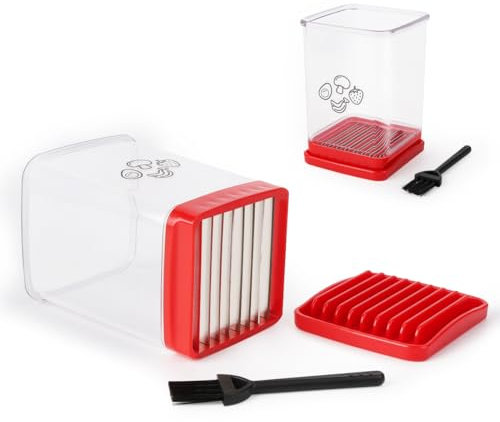 6 Pezzi Affettatrice di Verdure, Affettatrice a Coppa di Fragole, Coppa Tagliafrutta, Affettatrice di Verdure, Affettatrice di Frutta, Utensile da Cucina, Affettatrice di Frutta e Verdura