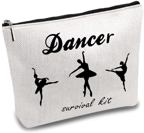 CREATCABIN Bolsa Maquillaje para Bailarina,Bolsa Cosméticos Lona,Estuche Multiusos con Cremallera,Bolsa Viaje,Estuche,Bolso,Kit Supervivencia Portátil,Ballet Grande para Mujeres,Mamá,Amiga,25x18cm