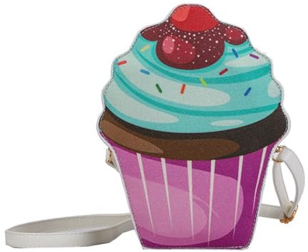 Xuanxi Taschen für Frauen, Mädchen, Cupcake-Tasche, Mini-Umhängetasche, Handtaschen, PU-Leder, Geldbörse, Cupcake-Box, Cupcake-Box, Crossbody-Tasche für Frauen und Mädchen, violett