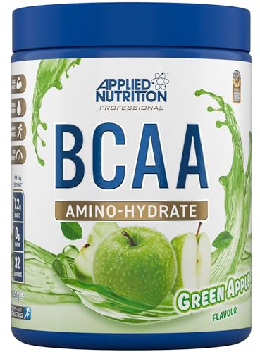 Applied Nutrition BCAA Powder - Branched Chain Amino Acids BCAAs Supplement, Amino Hydrate Intra Workout & Recovery Energy Drink (450g - 32 Servings) (Green Apple)