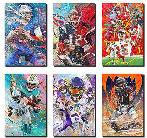 Sports Star Poster Josh Allen Tom Brady Justin Jefferson Fields Tyreek Hill Patrick Mahomes (kein Rahmen, 20,3 x 30,5 cm, 6 Stück)