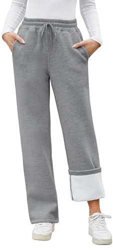 PASUDA Pantaloni Tuta Donna Invernali Termici Pantaloni Fodera in Pile Casual Elastico Pantaloni Jogging a Vita Alta Pantalone Sportivi Lungo Comodi in Cotone con Tasche e Coulisse (Grigio Scuro, M)