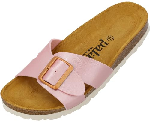 Palado Pantoletten Damen Tinos - bequeme Sandalen Made in Spain - elegante Hausschuhe mit Kork-Fußbett - modische Sommerschuhe