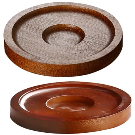 MAGICLULU Sottobicchieri Rotanti in Legno per Bicchieri da Whisky, Set di 2, Base in Legno Rosso, Design Creativo, Antiscivolo, 10 Cm