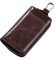 PORRASSO Etuis Porte Clés Véritable Cuir Pochette Porte Cles Voiture Clé Cas Porte-Monnaie Portable Key Case avec 6 Crochet Clip pour Hommes Café B