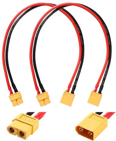 YIXISI 2 Pièces Câbles D'extension XT60, XT60 Connecteur Mâle à Femelle avec 30cm 14AWG Câble en Silicone, Câble D'extension Adaptateur XT60, pour Batterie LiPo RC