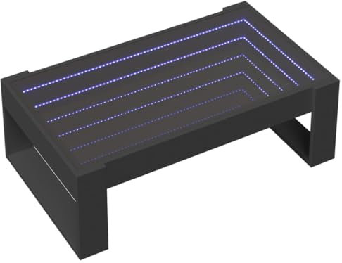vidaXL Couchtisch, Beistelltisch mit Infinity-LED, Sofatisch Kaffeetisch für Wohnzimmer, Teetisch Wohnzimmertisch, Schwarz Holzwerkstoff Glas
