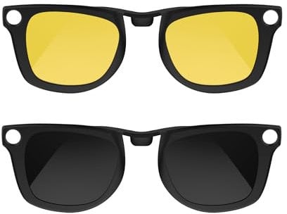 RCstyle Kompatibel mit Ray-Ban Meta Wayfarer (Standard) Smart-Brillen, Farbwechsel-Clip-Set, Größe M (Nachtsicht, Gelb, Schwarz)