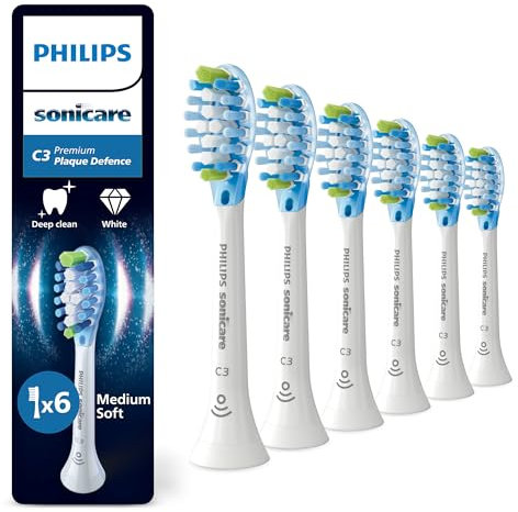 Philips Sonicare C3 Premium Plaque Defense, Original Ersatzbürstenköpfe, Weiß, 6er-Pack, HX9046/87