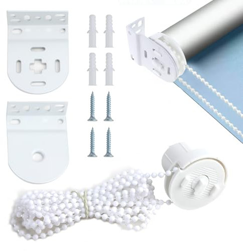 32mm Roller Blind Fittings, Roller Blind Brackets Roller B lind Repair Kit Roller Bli nd Accessories R oller Blind Spares Replacement Repair Kit with Beaded Chain for Curtain Rods