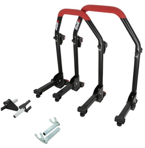 SEFIS M20U Motorradständer Set Vorder Hinterrad Motorradheber Serviceständer Front und Heck Motorrad montageständer hinten Motorrad ständer Motorrad aufbocken (Adapter: V-Aufnahme/Racing (Haken))