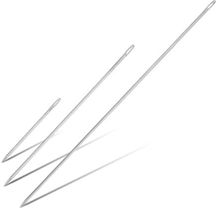 JRSHIRLEYLTD Aiguilles à coudre professionnelles de 30,5 cm - Aiguilles à grand chas en acier inoxydable - Épaisseur : 3 mm - Pour la maison, le cuir, la tapisserie, la broderie, le