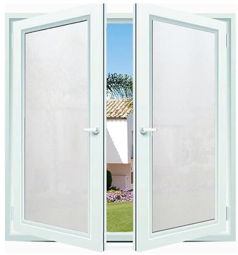Vinilo para Ventanas Translucido 45 x 800 cm, Ventana Fácilmente Decorativo Reutilizar, Adherencia Decorativos, Vinilo Efecto Espejo para Ventana, para Dormitorio Oficinas, Blanco Mate
