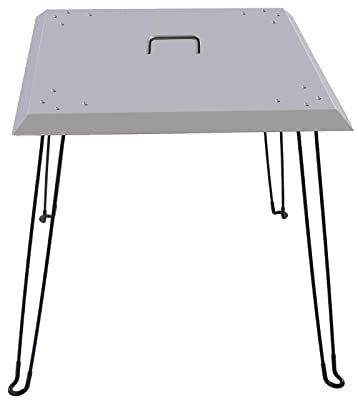 ACROSSPART Stainless Steel Fire Pit Heat Deflector Outdoor Square Outdoor Firebowl Lid Cover Fire Bowl Lid Burner Pan Fire Pit Lid with 4 Legs