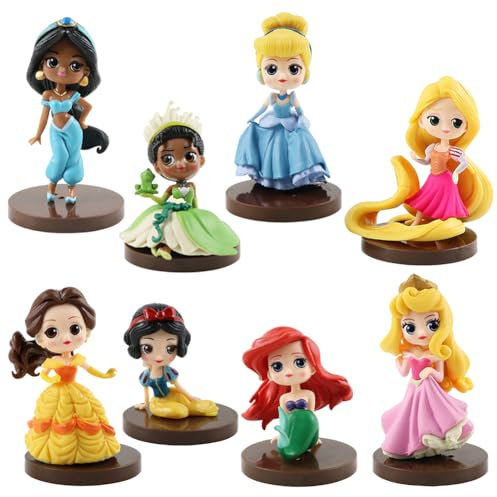 AUMXXJM Princess Figurines Set, Princess Figures Cake Toppers, Princess Mini Figures Cake Toppers, Cartoon Birthday Cake Topper Party Decoration for Kids Boys Girls Supplies - 8pcs
