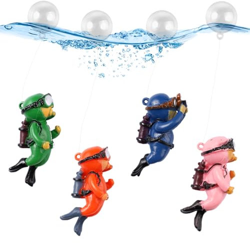 Orixo 4 Stück Taucher Aquarium Dekorationen, Schwimmende Dekoration fürs Aquarium, Taucher Figur Klein, Dekoration für Aquarien, für alle Arten von Fischen und Aquarien