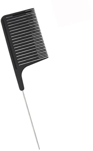 Nicear Pettine per mèches per capelli Pettine per la colorazione professionale dei capelli con coda di topo in acciaio inossidabile per uso domestico e da parrucchiere Colore nero