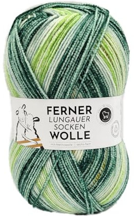 Ferner Wolle Lungauer Sockenwolle 6-fach, bunte Strumpfwolle 6-fädig, Sockengarn mit Merinowolle und Farbverlauf, 150 g, Nadelstärke 3 bis 4 mm (766/24)