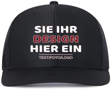 Kustima Basecap personalisiert mit Foto/Logo/Text | selbst gestalten | Kappe personalisiertes Baseball Cap | Trucker Caps Herren Damen in großen Mengen | Mesh Cap für Männer Frauen