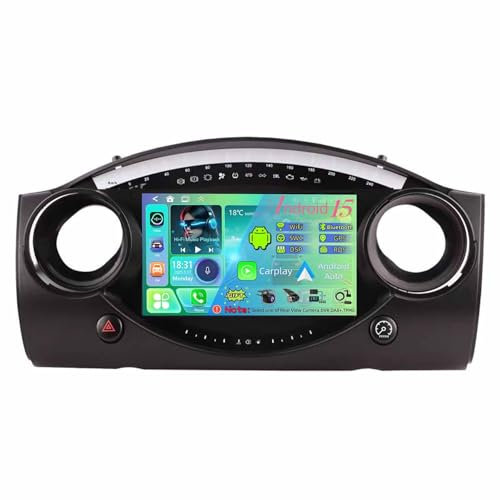 9 Pulgadas Pantalla Táctil Android 15 Radio 2 DIN para BMW Mini Cooper S R50 R52 R53 2004-2007 con Carplay GPS Navigation Bluetooth Controles del Volante Cámara de Respaldo(T400 [6+128G])