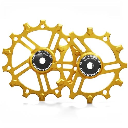 IMPALAPRO - Schaltröllchen Set 12T+14T Keramik Narrow-Wide AL7075 | Schaltrollen 12T14T Keramiklager Siliziumnitrid, Edelstahlringe, Narrow-Wide Zähne, 10g Ø48mm/11.5g Ø54mm, Eloxiert 12 Farben