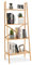 Bamboo 4 Tier Ladder Bookshelf with Anti Tipping Kits Freestanding Wooden Storage Shelving Unit for Living Room and Office