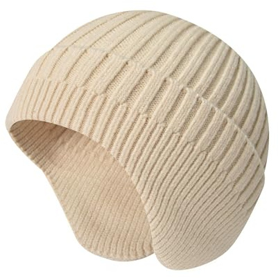 HeyCaps Damen Strickmütze Winter Warm Mit Ohrenklappen Beanie Weich Elastisch Atmungsaktiv Winddicht Unisex Komfortabel
