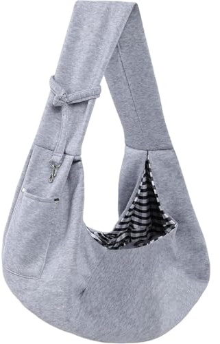YISIMIN Puppy Carrier Sling - Reversible Dog Sling Carrier for Small & Medium Dog Cat, Hand-Free Dog Sling Carrier with Pocket, Soft Comfortable Dog Sling for Walking Subway Shopping Travel (Grey)