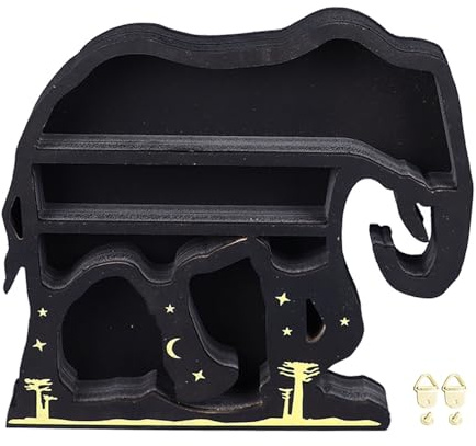 Pilipane Wooden Rock Display Shelf Rustic Decorative Animal Shape Floating Stone Storage Shelf for Oils Plants Wall Mounted Shelf for Living Room Bedroom Home Decor Plywood 30 x 29 x 4cm