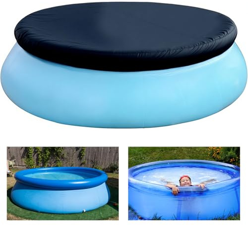Poolabdeckung Rund für 305 cm Aufblasbare Top Ring Pools Reißfest Oxford-Gewebe Poolplane Pool Abdeckplane Rund Einfache Installation Winddicht Blattfest UV-Beständig