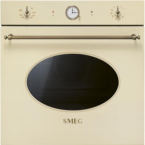 Smeg SFP68C1TPO Elektro-Heizofen, 60 cm, Kolonialästhetik, 65 Liter, pyrolytisch, Soft Close, Farbe Creme, Energieklasse A