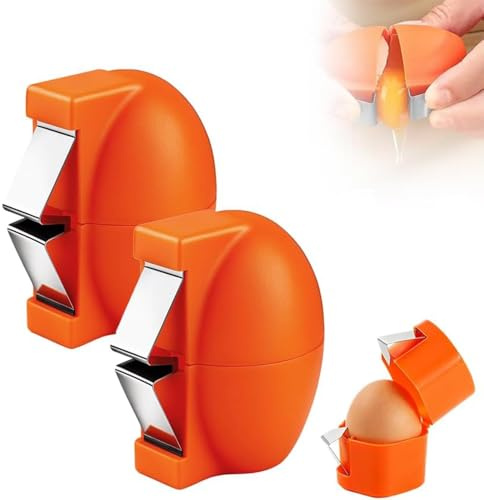 Egg Shell Opener, Stainless Steel Egg Cracker Tool, Multifunctional Egg Shell Opener for Raw & Hard-Boiled Eggs, Handheld Kitchen Gadget for Easy Peeling & Separating