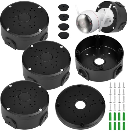 YBCCBY Universal Junction Box Deep Base for Security Surveillance Cameras, Waterproof 3 Terminal Heavy Duty Junction Box Wall Ceiling Mount Junction Boxes for CCTV Camera Dome and Bullet Type, Black