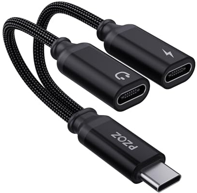 PZOZ USB C Splitter 1 zu 2, USB C auf USB C,PD 100 W Schnellladung | Hi-Fi-Audio 2 in 1, Kopfhörer Adapter und Laden,für iPhone/Galaxy
