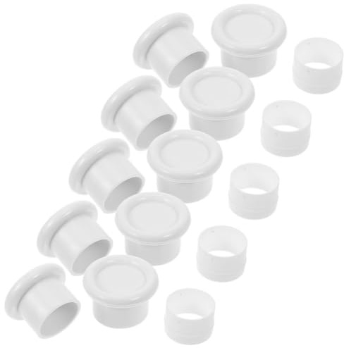 Kisangel 5 Ensembles Embouts de Tringles à Rideaux en Pvc Blanc Antidérapant et Solide, Accessoires sans Perçage pour Tringles à Rideaux de Fenêtres et Balcons, Installation Facile